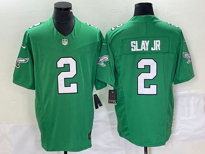 Men Philadelphia Eagles #2 Slay jr Green Nike Throwback Vapor Limited NFL Jersey